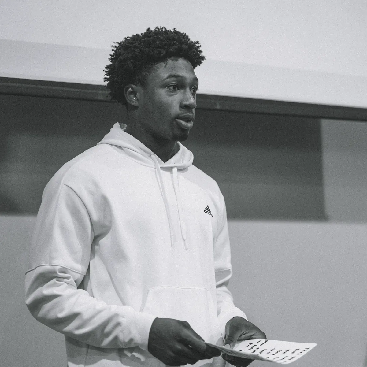A student leader sharing a personal story